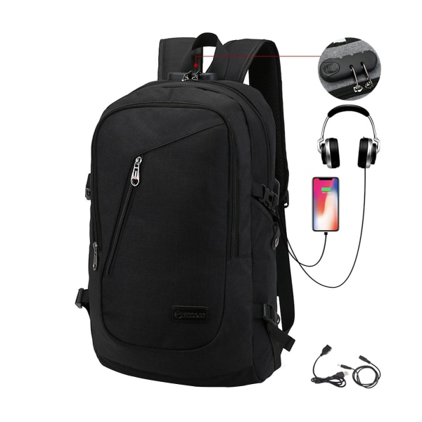 Ny ankomst Resa Laptop Ryggsäck, Business Anti Stöld Slim Hållbar Laptop Ryggsäck Med Usb Laddningsport black