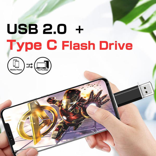 Höghastighets 64gb roterande USB enhet - Otg-funktion för smartphones, surfplattor, pc - vit Black 128GB
