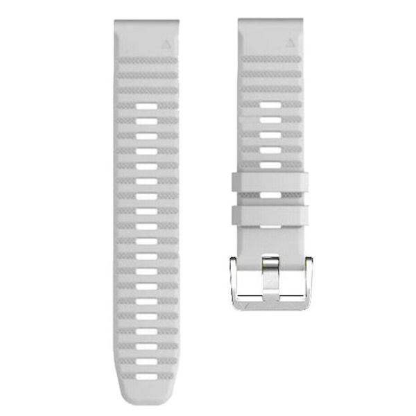 För Garmin Tactix 7 Pro/Fenix 7X/Fenix 6X Pro 26mm Silikonklockarmband med stålspänne White
