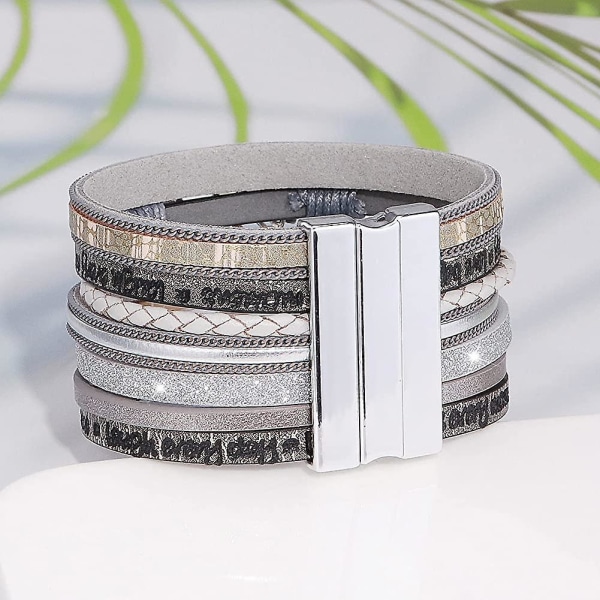 Livets Træ Armbånd Multilags Læder Wrap Cuff Armring Magnetisk Spænde