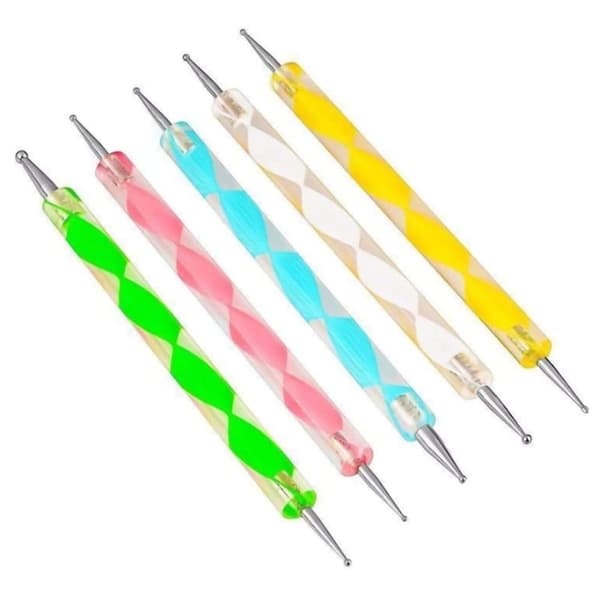 5 stk 2-vejs dotting pen værktøj neglekunst tip dot maling manicure sæt
