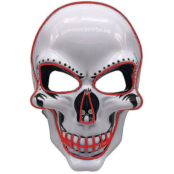 Halloween Hehkuva Pääkallonaamio Led Pelottava Salamanaamio El-linjan Valonaamio Cosplay-naamio Juhla-asunaamio Tarvikkeet PINK