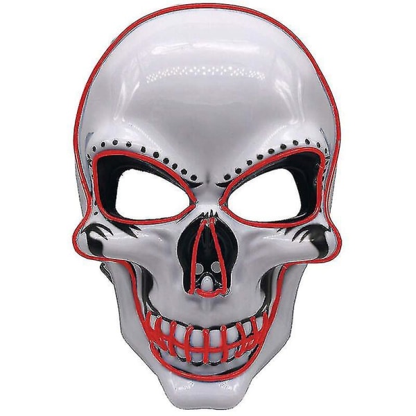 Halloween lysande dödskallemask Led läskig blixtmask El linjeljusmask Cosplay mask festkläder masktillbehör PINK