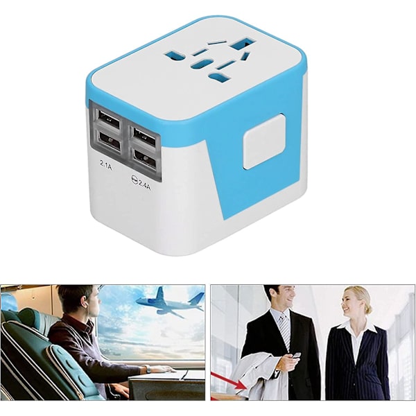 Strømomformer Socket, Husholdnings Bærbar Abs Smart Lade Strømadapter Socket For Reise (blå)