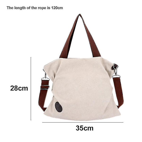 Canvas Messenger Bag Axelväska, Vit Fritidsmode Konstnärlig Canvasväska