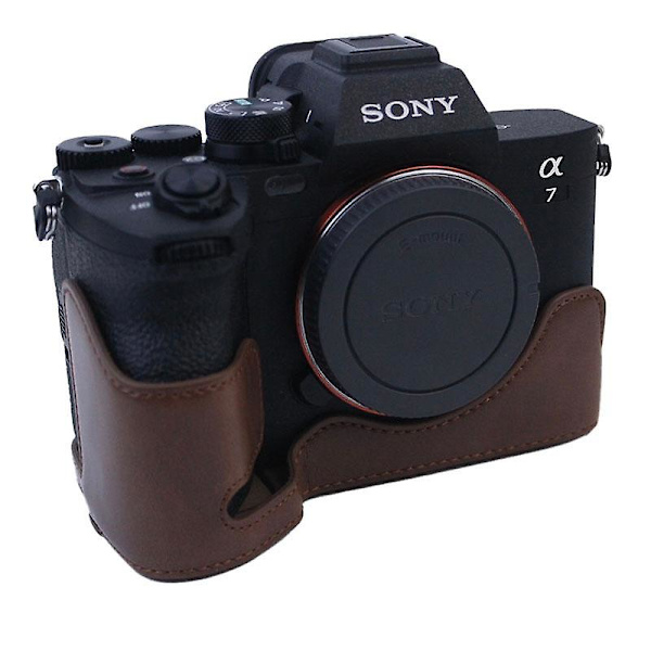 PU-nahkainen kameran pohjakotelo, suojaava puolikotelo Sony A7M4/A1/A7S III/A7S3/A7R5 -kameroille Coffee