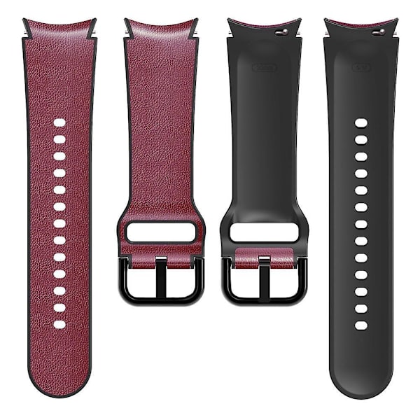 20mm nahkapäällysteinen ranneke Galaxy Watch4/5/6 40mm 44mm/Watch6 Classic 43mm 47mm/Watch 5 Pro 45mm -kelloille Wine Red