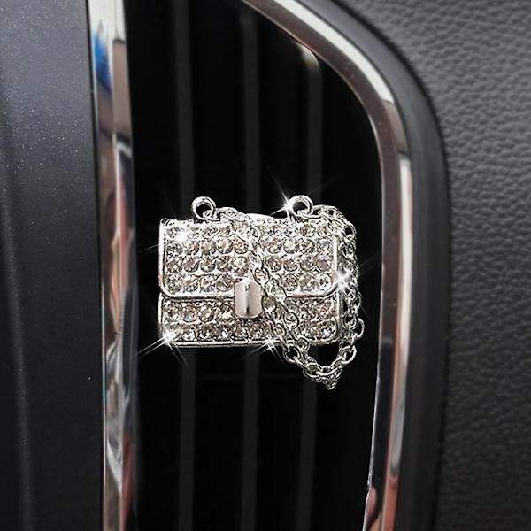 Kristallhögklackad sko & magisk väska & kristallkrona bilventilationsklämma charm glittrande strass biltillbehör bilinredning charm strass c