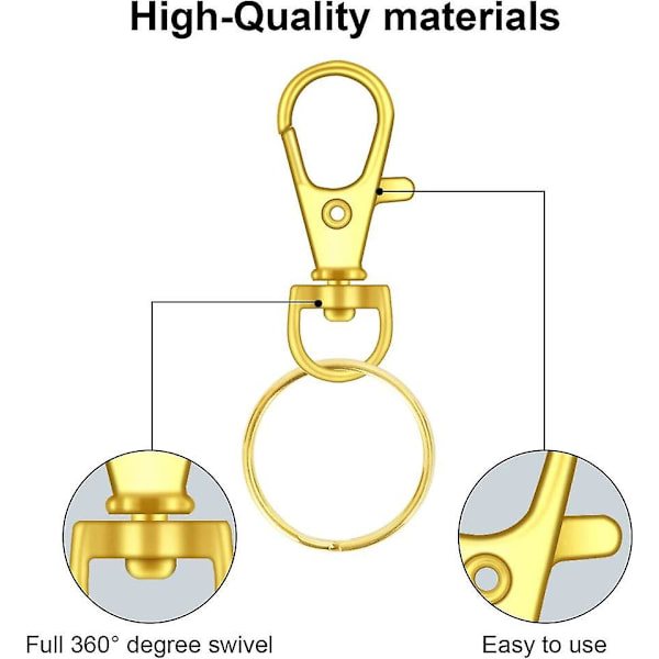 Pyörivät avaimenperät [50 kpl], karabiinihaat ja 50 mm avaimenperät, avaimenpidikekoukku, karabiini avaimenperä, metallinen kääntyvä avaimenperä, käsilaukun tee-se-itse-koristeluun
