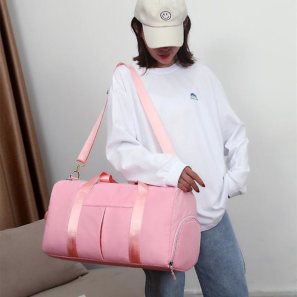 Stor Resväska Sport Duffel Väska Vattentät Resväska med Skofack Pink