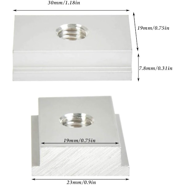 Pakkaus, jossa 10 T-mutteria, T-mutteri M8-kierreliukumutterit, 30 x 23 mm T-mutterit puuntyöstötyökalulle