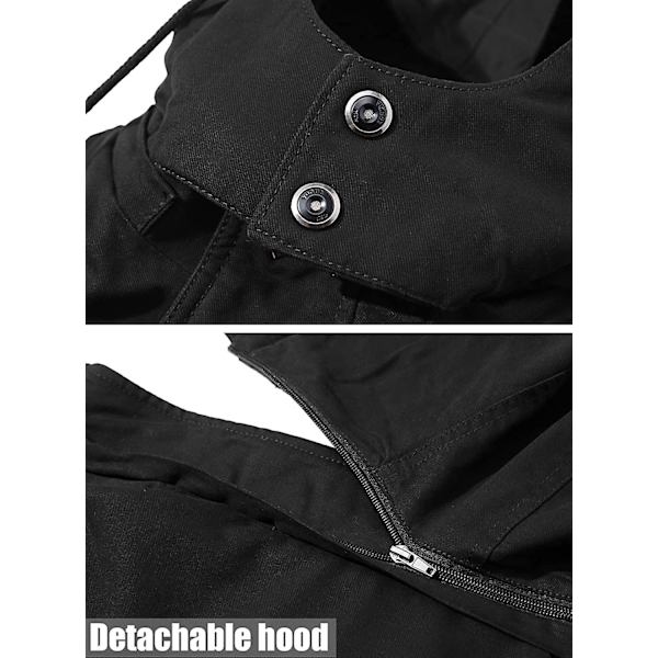 Herrejakke - avslappet vinterbomulls militærjakke tykkere hette cargokåpe 4XL