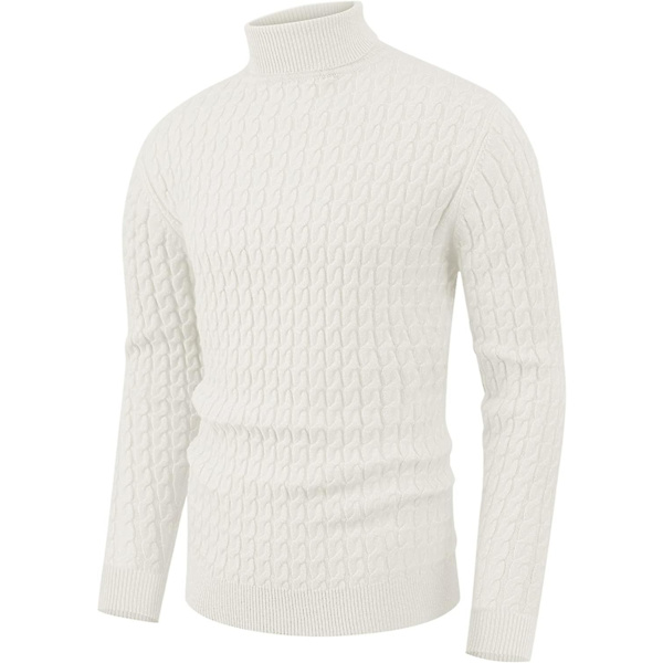 Herr Jumper Turtle Neck Toppar Twisted Knitted Pullover Vinter Slim Fit Långärmad Tröja