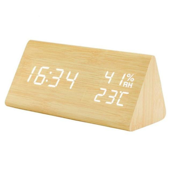 Digital väckarklocka, Elektroniska LED-klockor i trä Yellow
