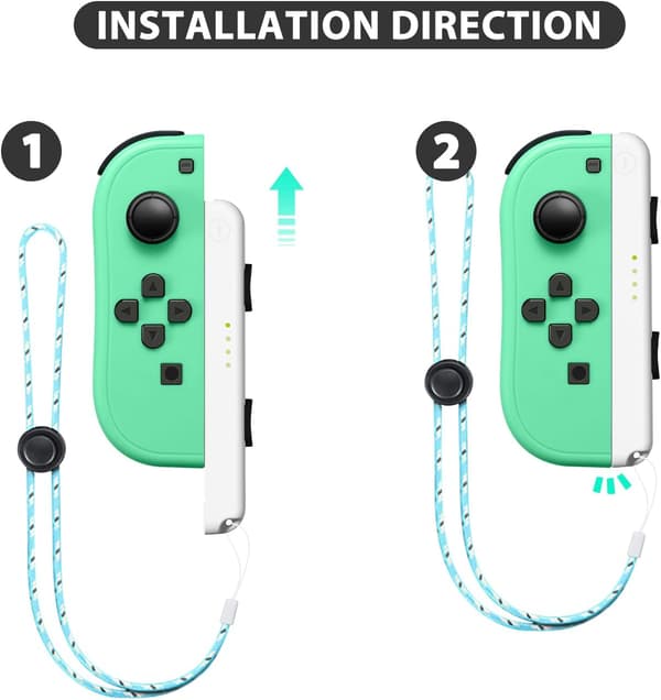 Tenvoonl Joycon Stropper, erstatning for Switch Joycon-strop, justerbar Joycon håndledsstrop 2-pak (hvid) White