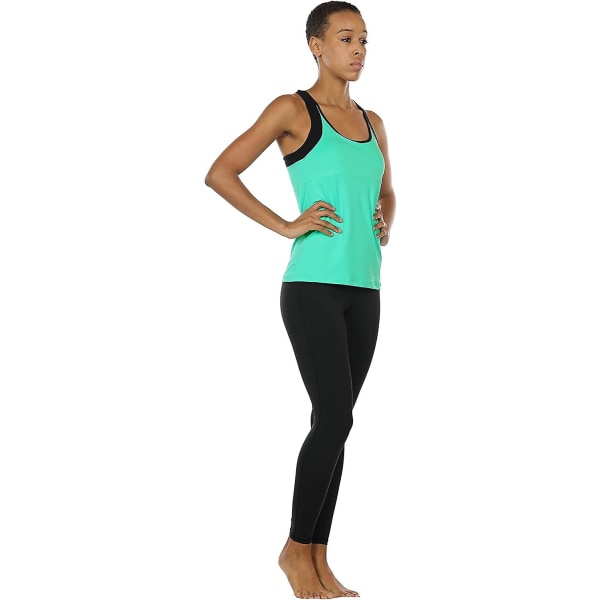 Träningsyoga linne för kvinnor med inbyggd bh, fitness med remmar i ryggen Green L