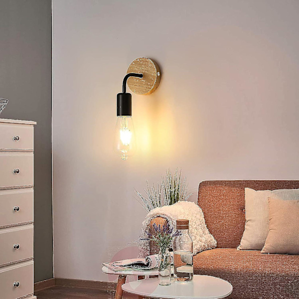 Innendørs Vegglampe, Svart Retro Smidd Jern Tre Innendørs Vegglampe, Egnet For Soverom, Arbeidsrom, Gang 2 Stykker (pære Ikke Inkludert)