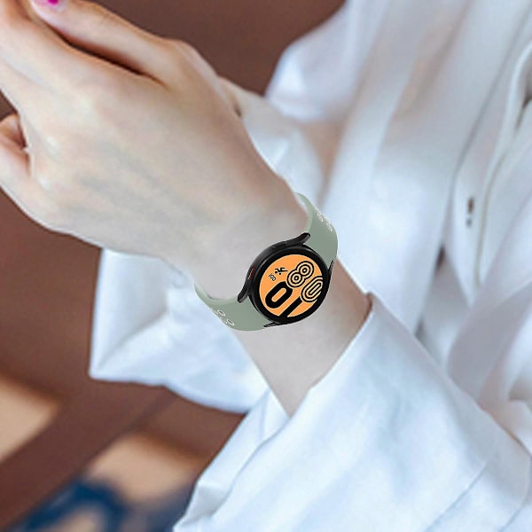 20mm silikoniranneke Samsung Galaxy Watch 5 40mm/44mm / 5 Pro 45mm -kelloon, kaksoisreikäsoljella Light Green   White