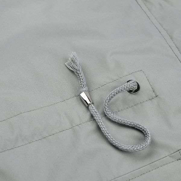 Dame Lang Vandtæt Jakke med Hætte Letvægts Regnfrakke Vindjakke Udendørs Trenchcoat Grey M