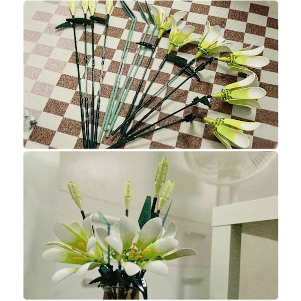 Lily Blommor Bukett för Vuxna Byggsats med Utsökt Förpackningslåda, Blommor Bukett Botanisk Samling Byggklossleksaker, Idealisk för Visning