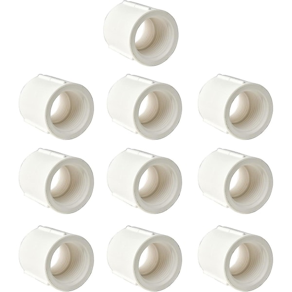 10 st 0,5 tum Hon till Hon gängad PVC-koppling Rörkoppling Honkoppling (Hon X Hon Rörgänga) Koppling Kontakt Vit (1/2\") White 1 Inch