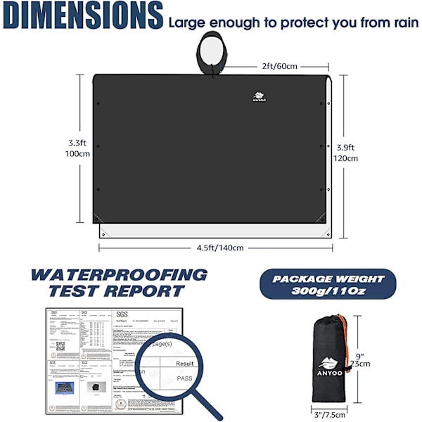 Althee Vattentät Regnponcho Lättviktig Återanvändbar Vandringshuva Jacka För Utomhusaktiviteter