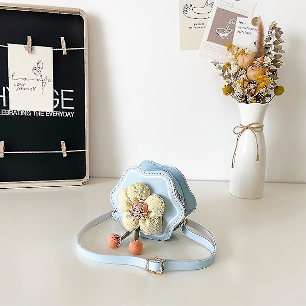Piger Crossbody Taske, lille Blomst Mini Pung Til Børn Tilbehør Taske Pu Cross-shoulder Taske blue