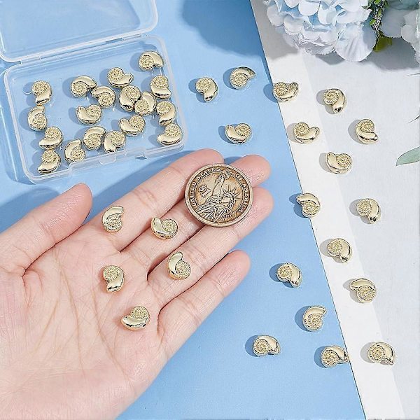 40 st Real 14K Guldförgylld Legeringsskalpärlor Havstema Metallmellanpärlor för DIY Smyckestillverkning Fynd och annat Hantverk 8x11x4.5mm