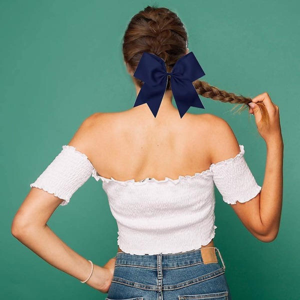 5 st 8\" Stora Cheerleading Bågar Jumbo Cheer Hår Bågar Ponytail Hållare Elastiskt Band Hår Slips