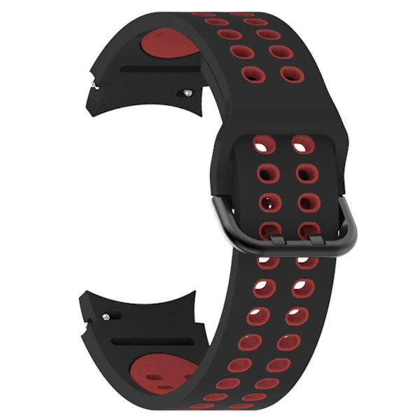 Kaksivärinen 20 mm silikoninen ranneke Samsung Galaxy Watch 4/5/6 40 mm 44 mm / 5 Pro 45 mm -kelloille Black  Red