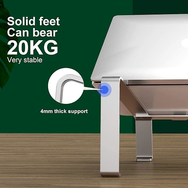 Laptopstativ för Acsergery-skrivbord, stativ, aluminium laptopstativ, 4 stödbaser, fast present