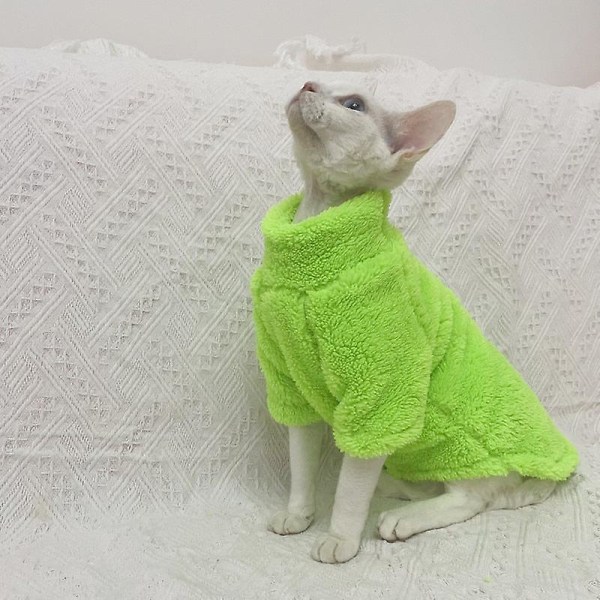 C&c sfinx kattkläder sammet bottentröja devon rex sfinx kläder husdjurskläder tjock bekväm hårlös kattkläder Green M