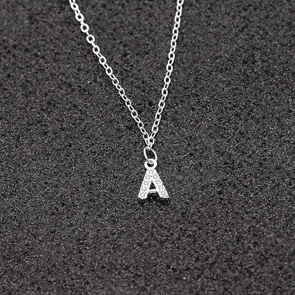 S925 Silver A-z 26 Initial Crystal Pendant Chain Choker Halsband för kvinnor Dam
