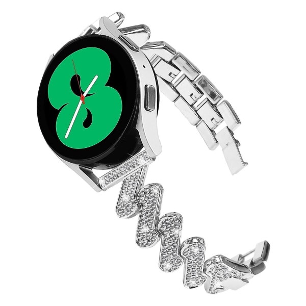 20mm Sink Alloy Rhinestones Dekor Håndleddsrem For Samsung Galaxy Watch Active/Active2 40mm 44mm Silver