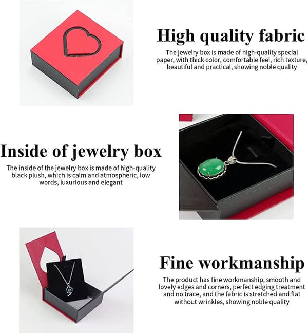 Fyrkantig Smyckeskrin Halsband Armband Box -acsergery Röd Hjärta Presentask Bröllop -acsergery Presentaskar Present