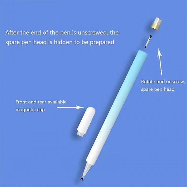 Gradient Passiv Stylus för Telefoner/Surfplattor Pekskärmar 2-i-1 Hög Precision Magnetisk Stylus Penna White