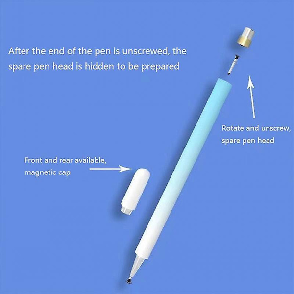 Gradient Passiv Stylus til Telefoner/Tablets Touchskærme 2-i-1 Høj Præcision Magnetisk Stylus Pen White