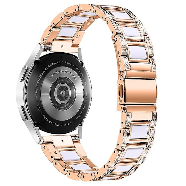 Urrem i rustfrit stål og resin til Huawei Watch GT 2 42mm/Watch 2/Honor MagicWatch 2 42mm Rose Gold  White