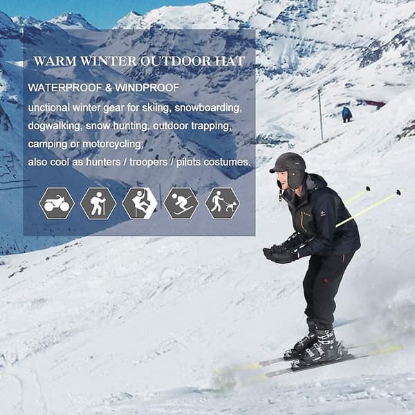 Unisex vinterpilotmössa med öronlappar, jaktmössa, skidmössa, snömössa