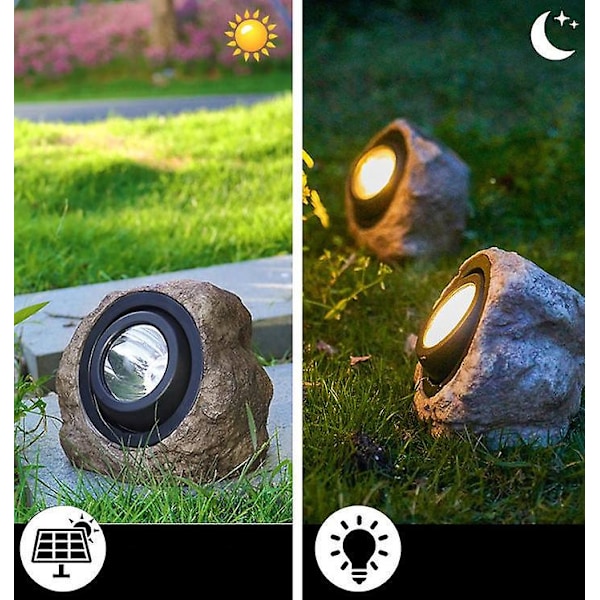 Solcellssimulerad hartsstenslampa utomhusgårdsträdgårdsgräsmatta lampa hållbar och ingen rost, bekväma LED-dekorativa prydnader, projektionslampa