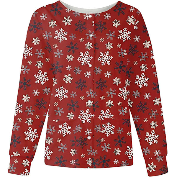Dame Skrubjakke Trykt Jul Trykte Skrubjakker For Kvinner Høst Skrub Topper Jul Grafisk Sykepleiejakker 3XL K