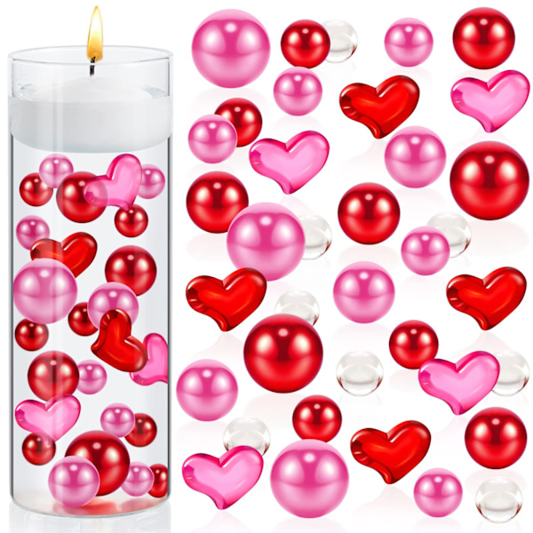 Klare Orbeezs Vannperler, Valentinsdag Vasefyll Perle Flytende Perler Candyland Perler Klare Røde Orbeezs Gel Hjerteformede Vannperler