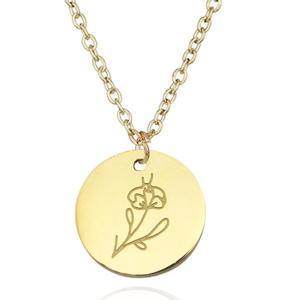 Runt mynt halsband, titanstål snidade blommor, små hängen presenter style2