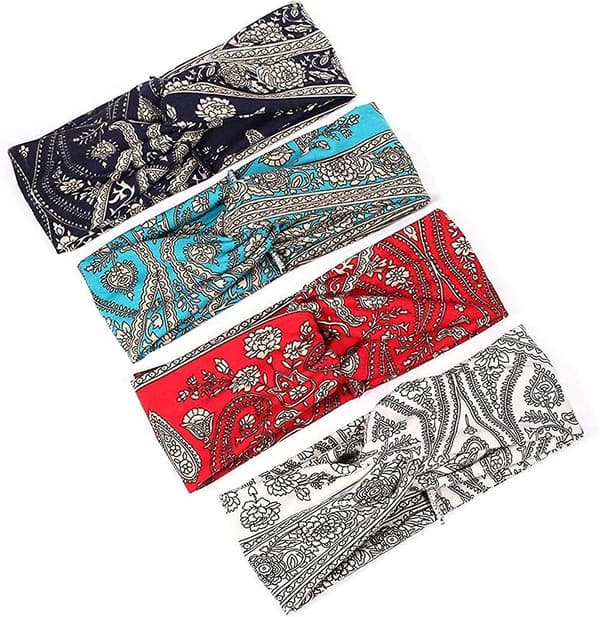 4-pack Acsergery present till kvinnor pannband blommig stil elastiska pannband hårband