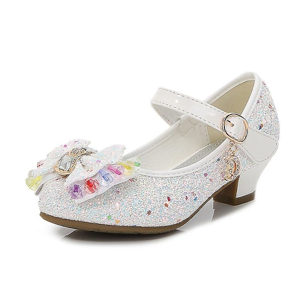 Korealainen tyyli uudet paljetit syyskengät keskikokoisille ja suurille tytöille prinsessa nahkakengät opiskelijoiden esiintymiskengät White 37 yards/inner length 22.7