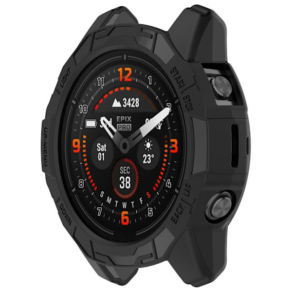 TPU-fodral för Garmin epix Pro (Gen 2) 47mm/Fenix 7 Pro/Fenix 7, anti-scratch ihåligt fodral Black