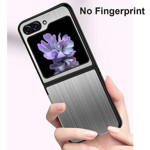 Case i rostfritt stål kompatibelt med Samsung Galaxy Z Flip 5, tunt skyddande cover mot fingeravtryck i metall Black For Galaxy Z Flip 5