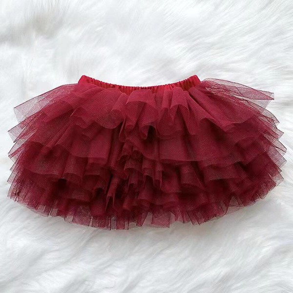 Fashion baby flickor tutu fluffig kjol prinsessa balett dans tutu mesh kjol barn tårta kjol söta flickor kläder Deep red 70