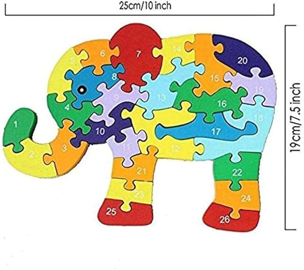 2-pack pussel i trä med djurmotiv, alfabet, orm och elefant, bokstäver och siffror, blockleksaker för barn - orm och elefant