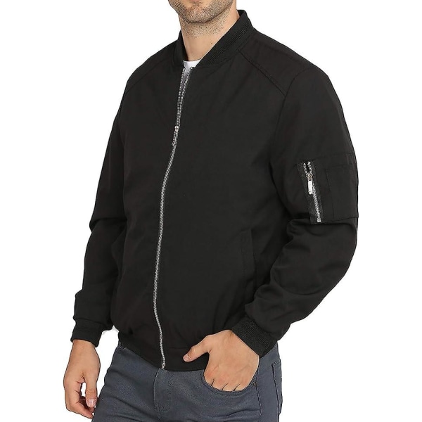 Herr Casual Lättviktsjacka Softshell Flight Bomberjacka Varsity Vindjacka black 2XL